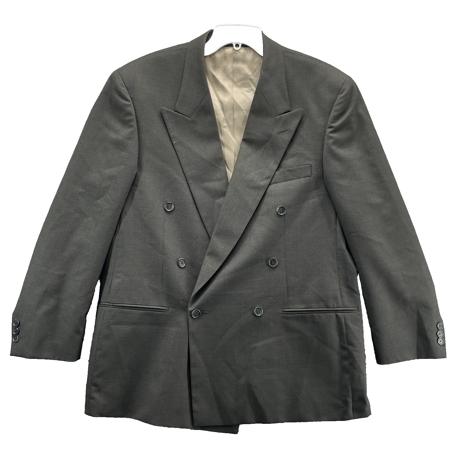 Vtg Brandini 100% Wool Blazer Mens 44 R Double Breasted Academia Business Formal